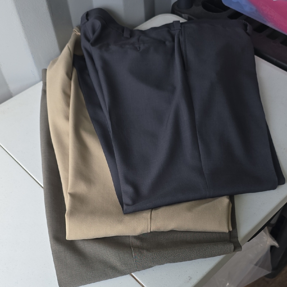 Haggar Men's Pants Trio - Black, Khaki, Olive